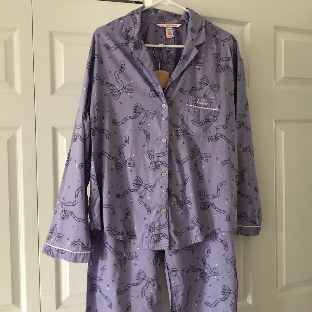 Victoria's Secret Lavender Bow-Print Pajama Set